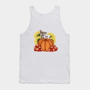 Harvest Festival.Cats with Pumpkin, Sunflowers, Apples Tank Top